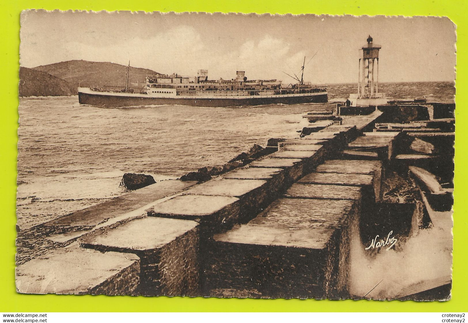 66 PORT VENDRES La Jetée Bateau NM Entrée Du Courrier Dans Le Port Phare En 1948 - Port Vendres