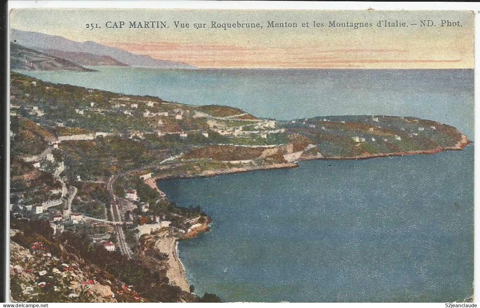 Cap Martin Train Vue Sur Roquebrune , Menton Et Les Montagnes D'Italie Rare     1918      N° 251 - Sonstige & Ohne Zuordnung