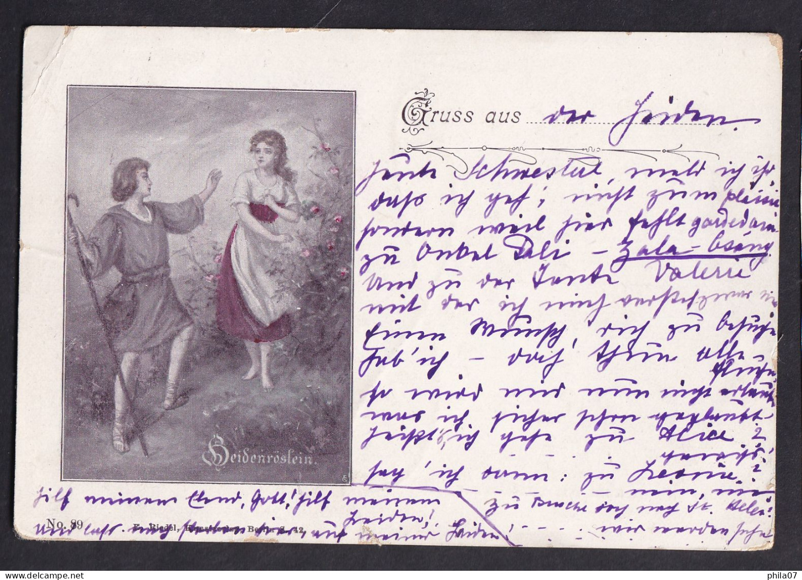 Gruss Aus ...  / Long Line Postcard Circulated, 2 Scans - Gruss Aus.../ Gruesse Aus...