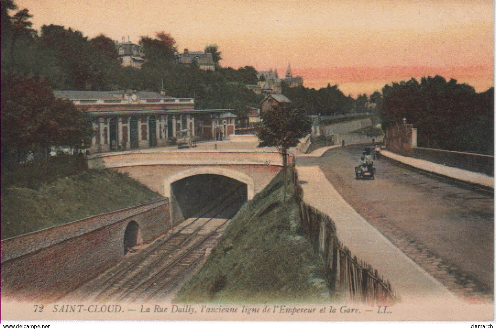 HTS DE SEINE-Saint-Cloud-La Rue Dailly, L'Ancienne Ligne De L'Empereur Et La Gare (colorisé) LL 72 - Saint Cloud