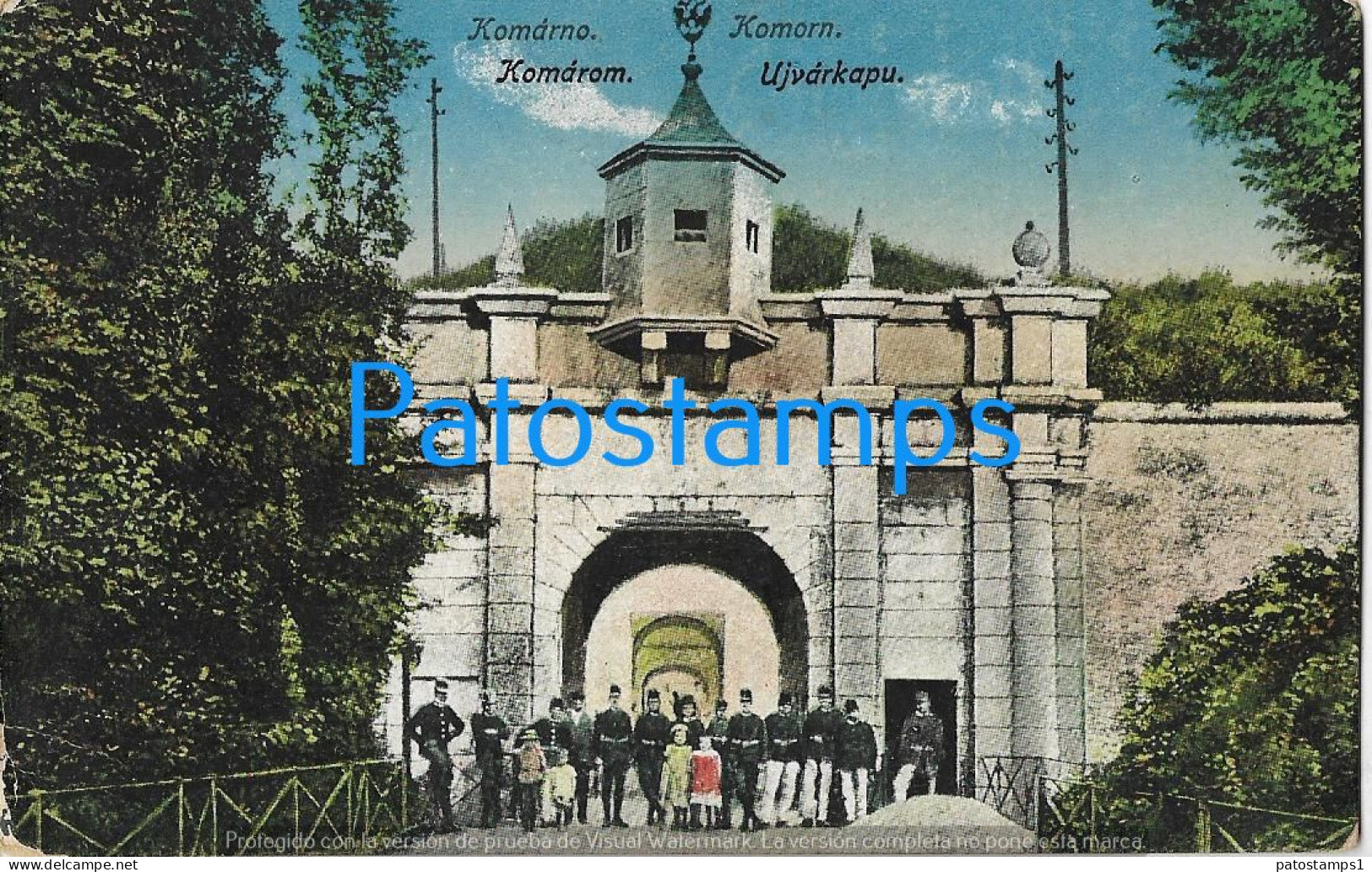 228965 HUNGARY KOMAROM BUILDING AND MILITARY POSTAL POSTCARD - Ungarn