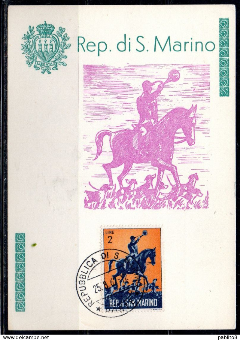 REPUBBLICA DI SAN MARINO 1962 CACCIA MODERNA MODERN HUNTING LIRE 2 MAXI MAXIMUM CARD CARTOLINA CARTE - FDC