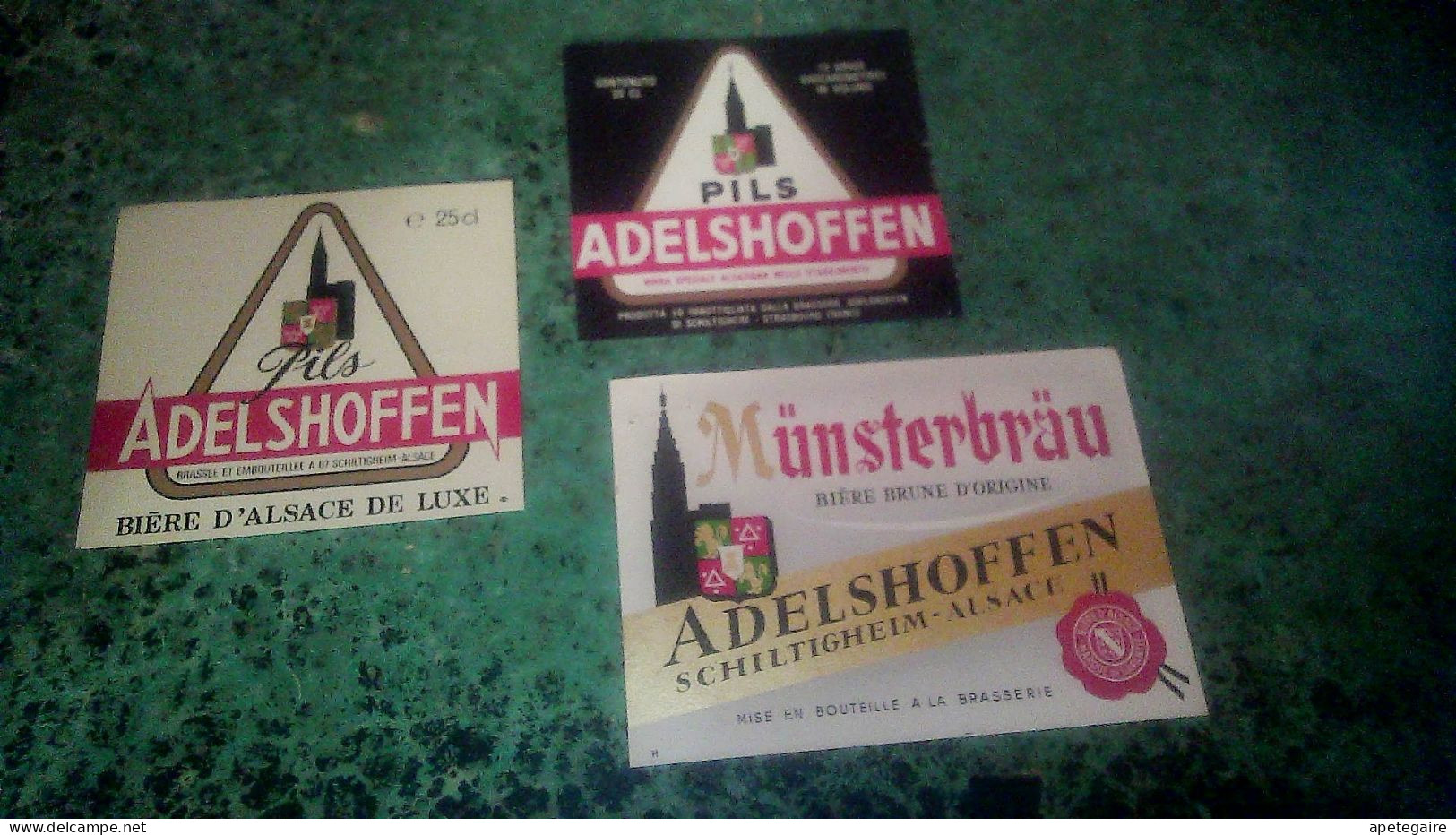 Schiltigheim Brasserie Adelshoffen  Lot X 3 Anciennes étiquettes De Bière Münsterbraü Et Pils 25 & 33 Cl - Cerveza