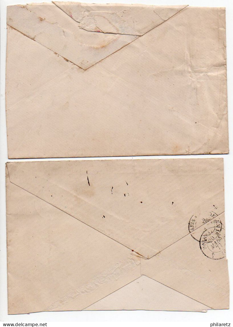 Autriche : Lot De 2 Grands Fragments De Lettre De 1877 Pour La France - 5Kr X4 Dont Bloc De 4 - Lettres & Documents