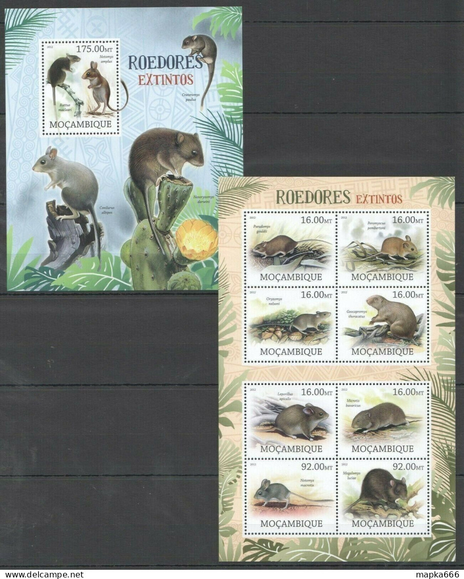 P0034 2012 Mozambique Fauna Extinct Animals Rodents Roedores Extinct Bl+Kb Mnh - Other & Unclassified
