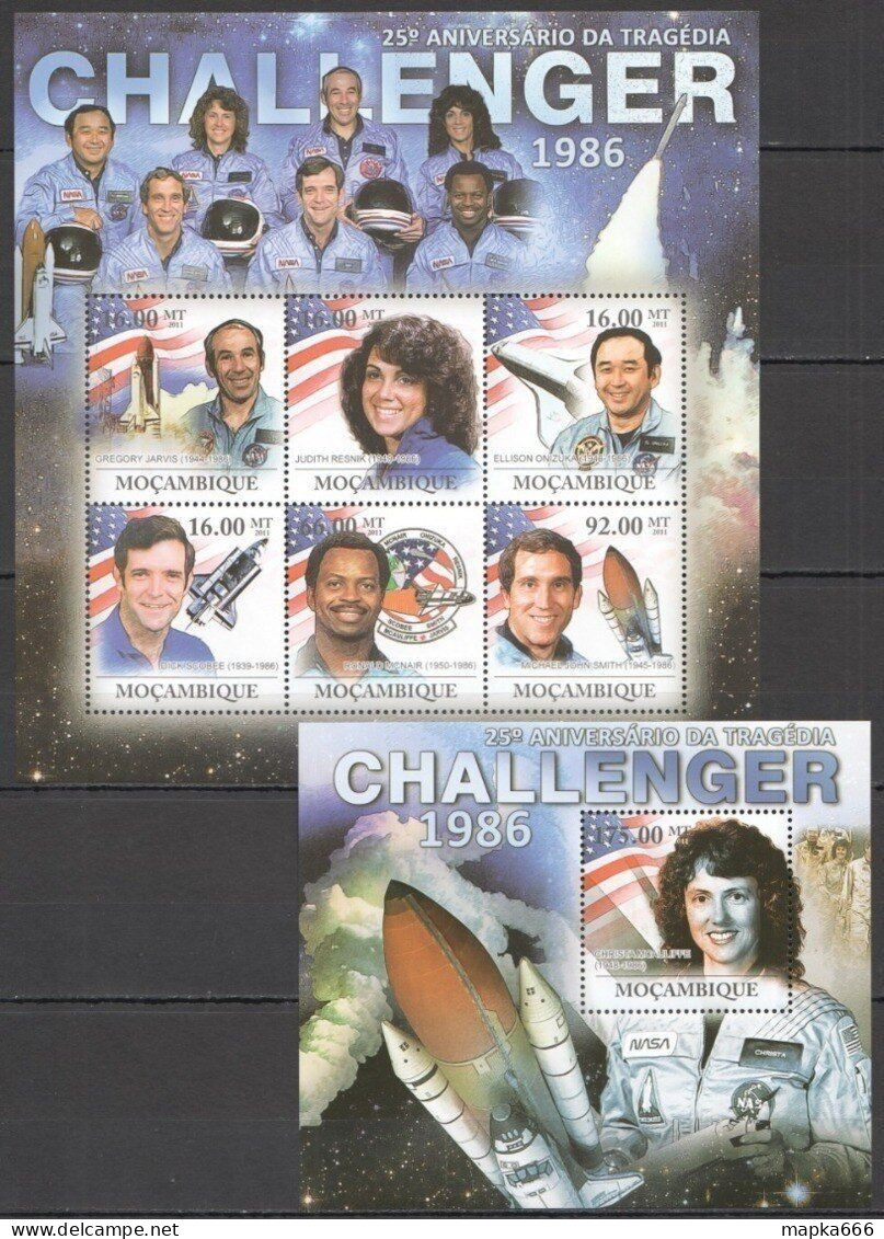 Bc1026 2011 Mozambique Space Challenger Tragedy 1Kb+1Bl Mnh - Andere & Zonder Classificatie