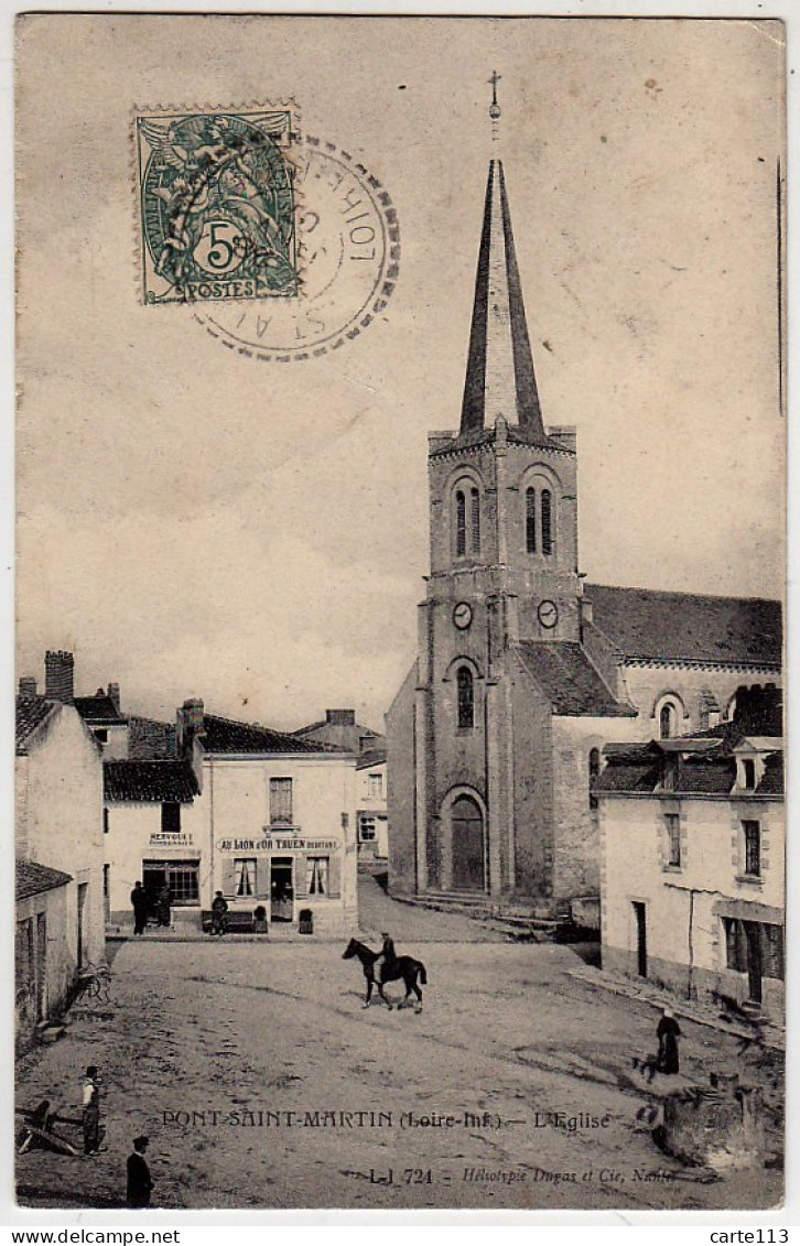 44 - B17250CPA - PONT SAINT MARTIN - Eglise - Cafe Au Lion D' Or, TRUEN Proprietaire - Très Bon état - LOIRE-ATLANTIQUE - Otros & Sin Clasificación