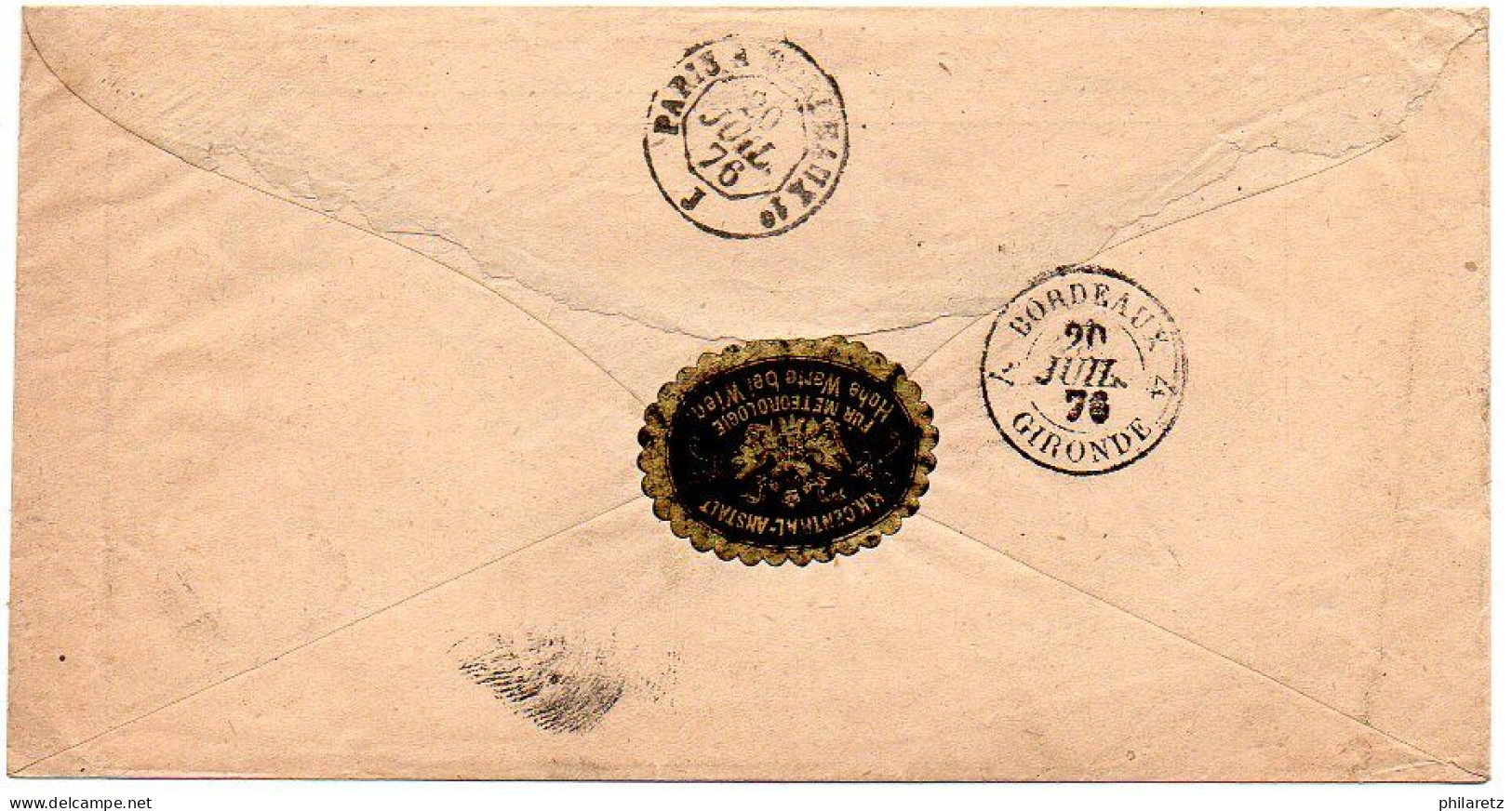 Autriche : 10 Kr Seul Sur Lettre De 1876 Pour La France - Covers & Documents