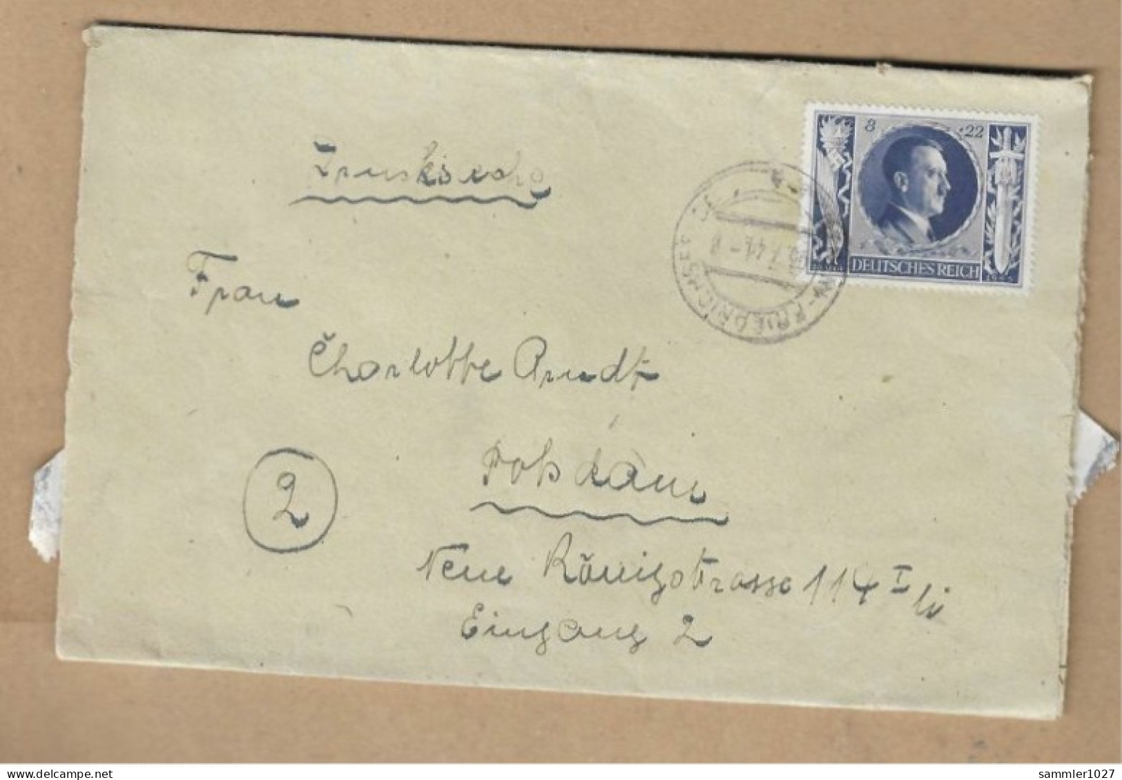 Los Vom 15.04  Umschlag Aus Berlin Nach Potsdam 1944 - Storia Postale