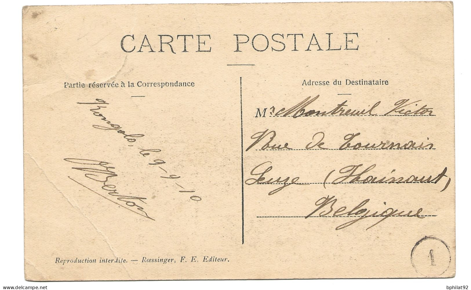 !!! CONGO, CPA DE 1910, DÉPART DE KONGOLO  POUR LEUZE-EN-HAINAUT  (BELGIQUE) - Lettres & Documents