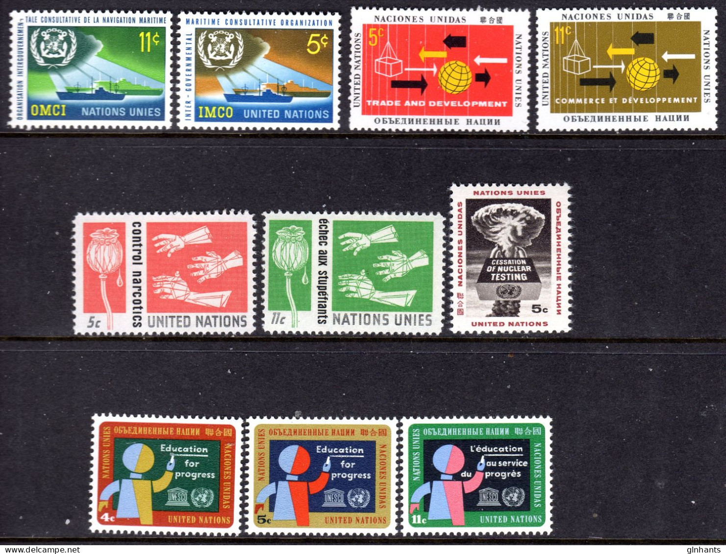 UNITED NATIONS UN NEW YORK - 1964 COMPLETE YEAR SET (10V) AS PICTURED FINE MNH ** SG 127-136 - Nuovi