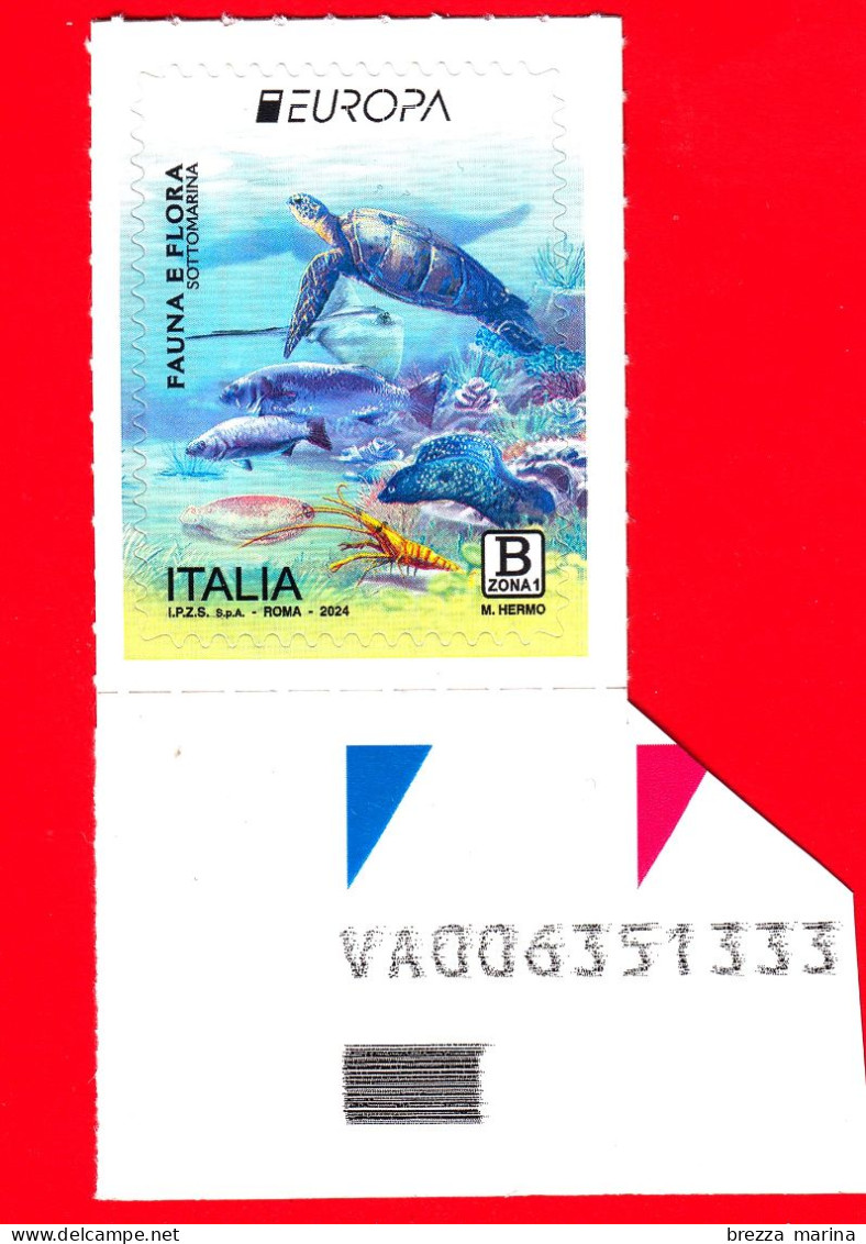 Nuovo - MNH - ITALIA - 2024 - Europa – Fauna E Flora Sottomarina – Tartaruga - B Zona 1 - Alfanumerico - 2021-...: Mint/hinged
