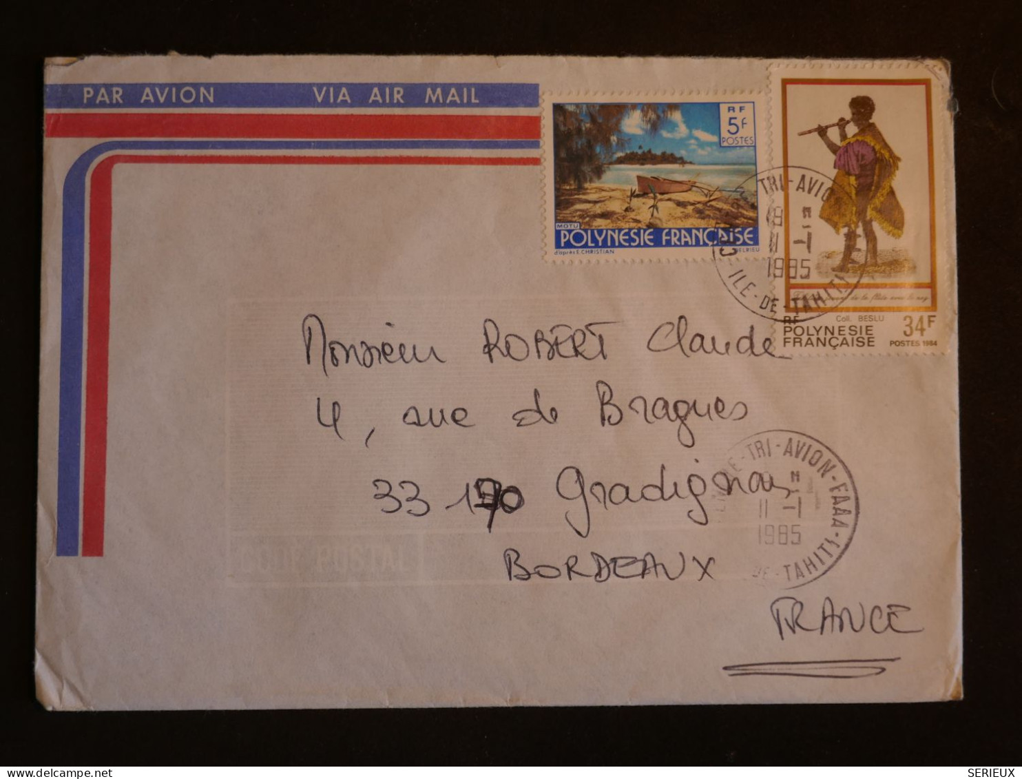 F2 B POLYNESIE   LETTRE 1993 PETIT BUREAU  MAHINA A TOULON FRANCE  + AFF. INTERESSANT+++ - Lettres & Documents