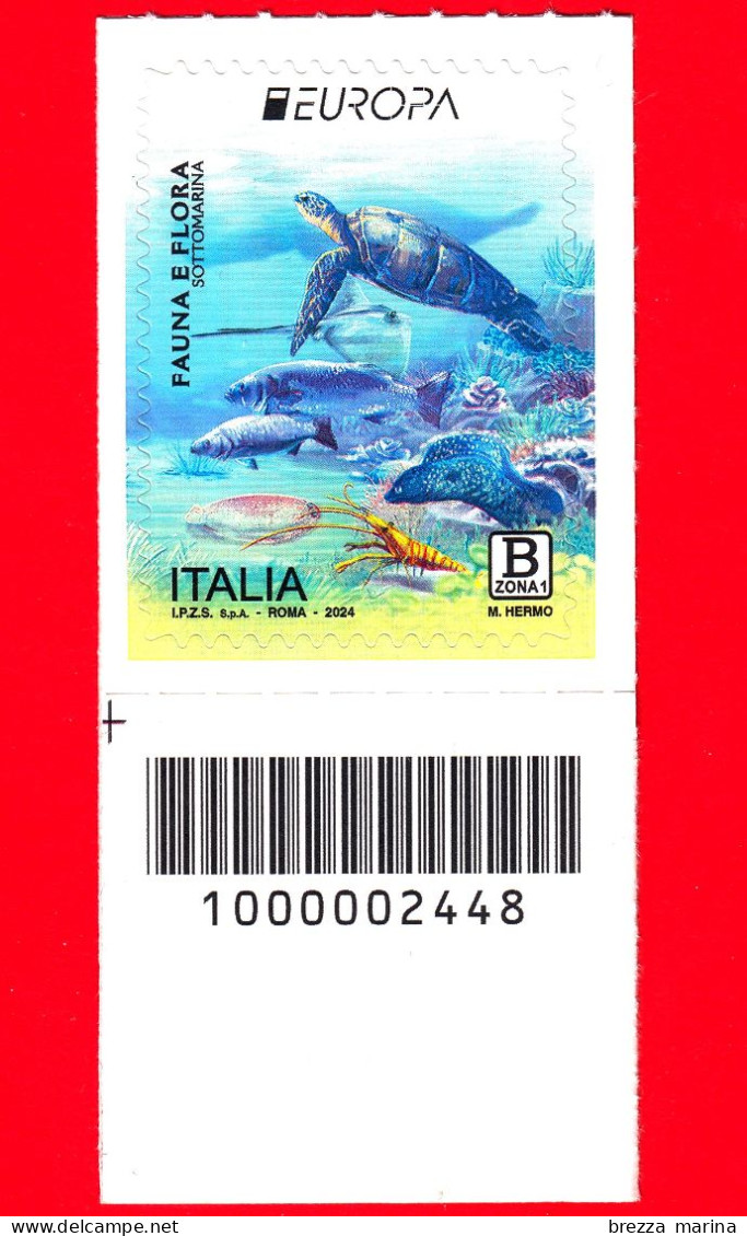 Nuovo - MNH - ITALIA - 2024 - Europa – Fauna E Flora Sottomarina – Tartaruga - B Zona 1 - Barre 2448 - Bar-code