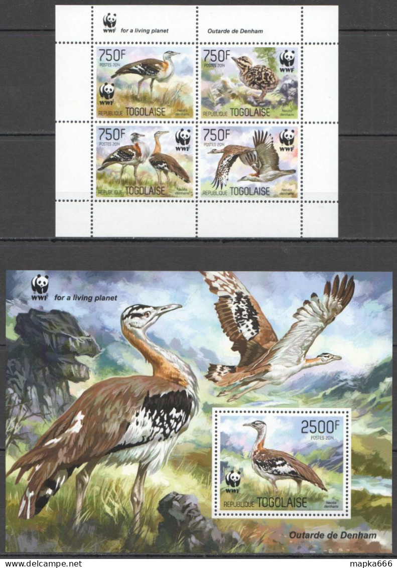 Nw0560 2014 Togo Wwf Birds Bustards Outarde De Denham #5863-5866+Bl993 Mnh - Nuovi