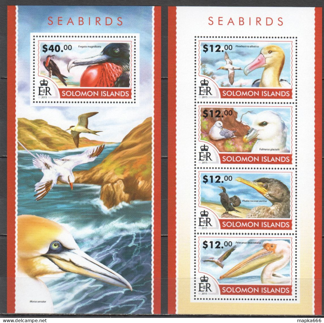 Ls424 2015 Solomon Islands Sea Birds Fauna #3122-26 1Kb+1Bl Mnh - Autres & Non Classés