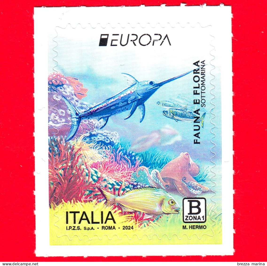 Nuovo - MNH - ITALIA - 2024 - Europa – Fauna E Flora Sottomarina – Pesce Spada - B Zona 1 - 2021-...: Neufs