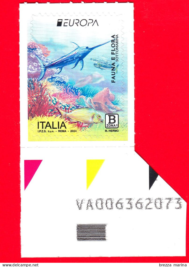 Nuovo - MNH - ITALIA - 2024 - Europa – Fauna E Flora Sottomarina – Pesce Spada - B Zona 1 - Alfanumerico - 2021-...: Mint/hinged