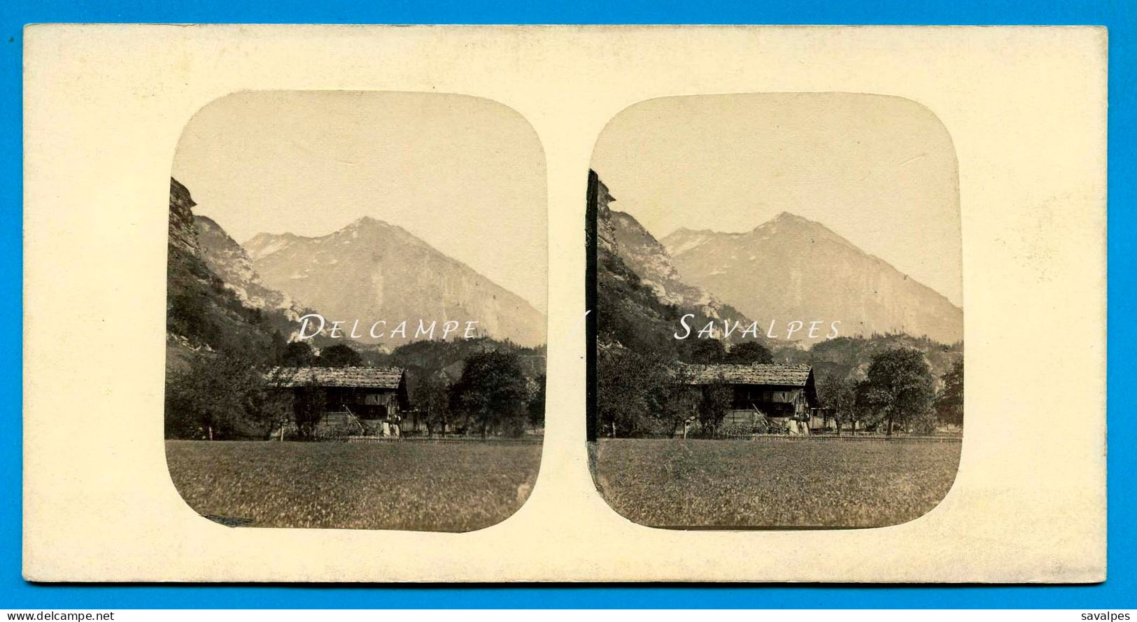 Suisse * Chalet à Meyringen * Photo Stéréoscopique Ferrier 1855 - Stereoscopic