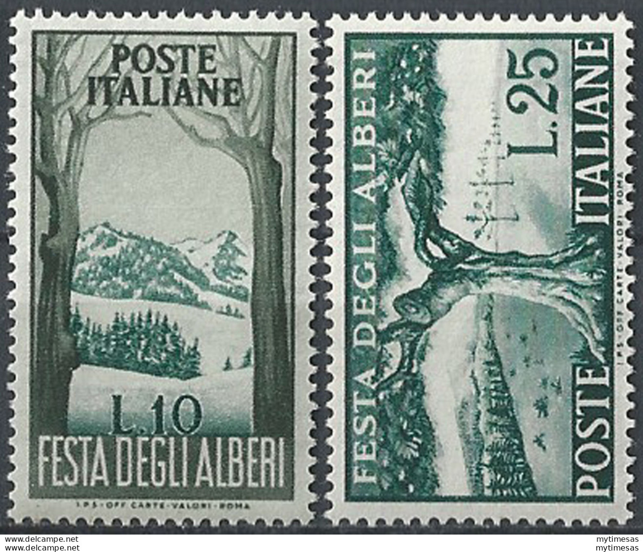 1951 Italia Festa Degli Alberi 2v. MNH Sassone 680/81 - 1946-60: Mint/hinged