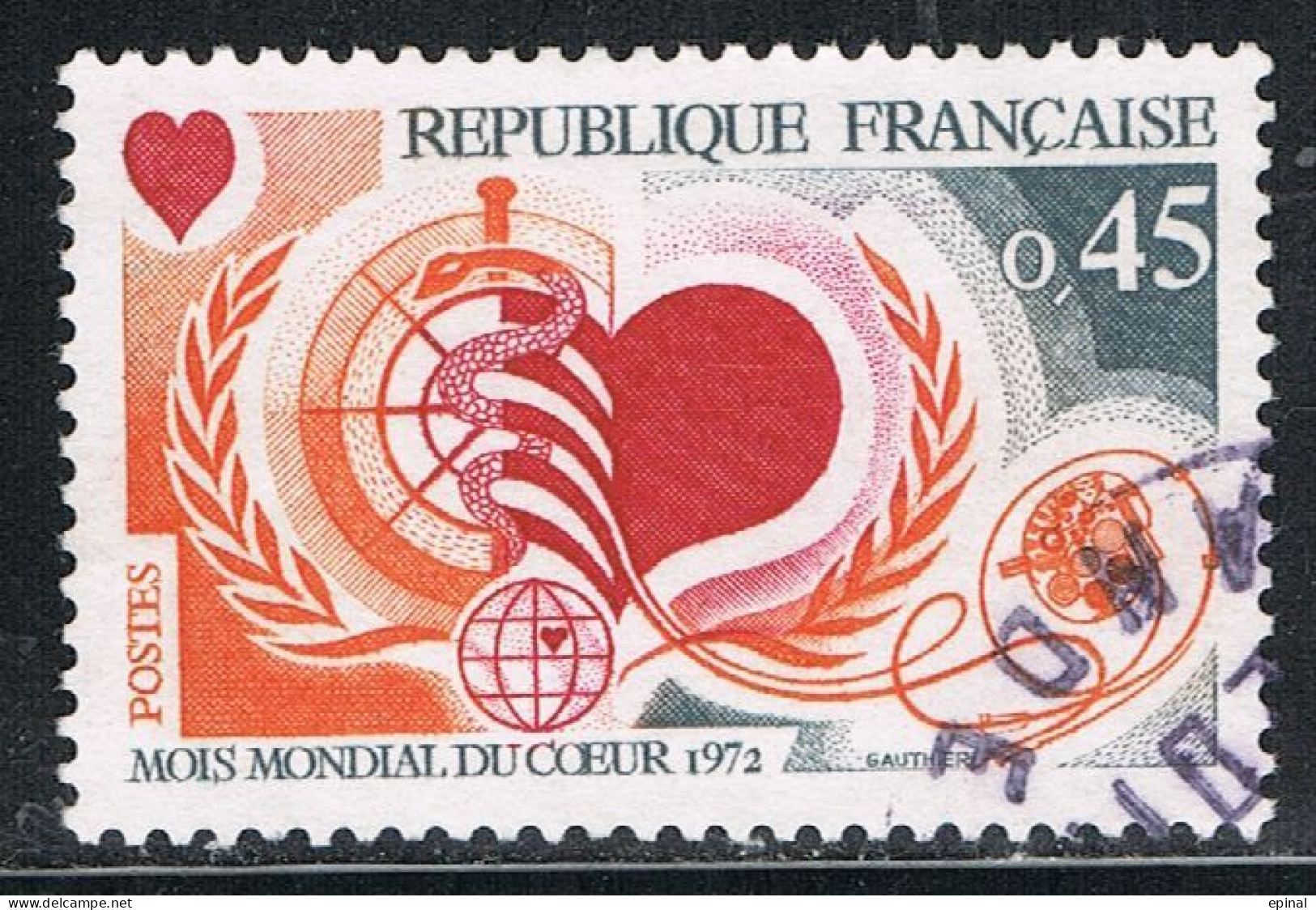 FRANCE : N° 1711 Oblitéré (Mois Mondial Du Coeur) - PRIX FIXE - - Oblitérés