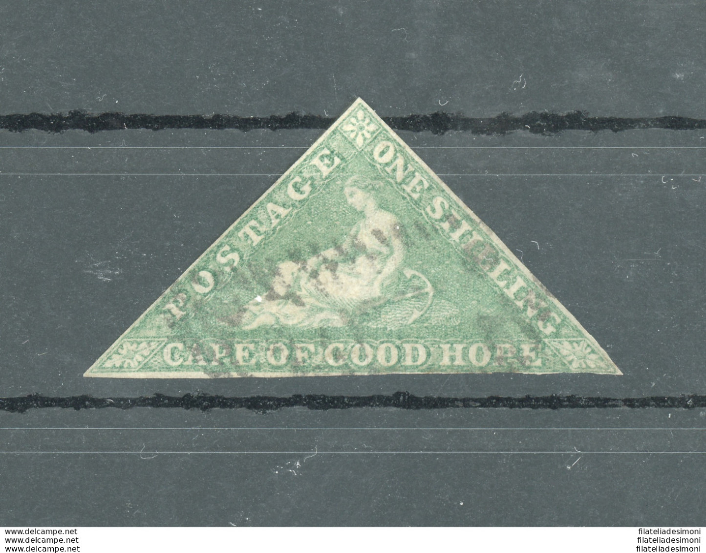1855-62 CAPE OF GOOD HOPE, Stanley Gibbons N. 8, 1 Scellino Bright Yellow Green - Firmato Enzo Diena - USED - Altri & Non Classificati