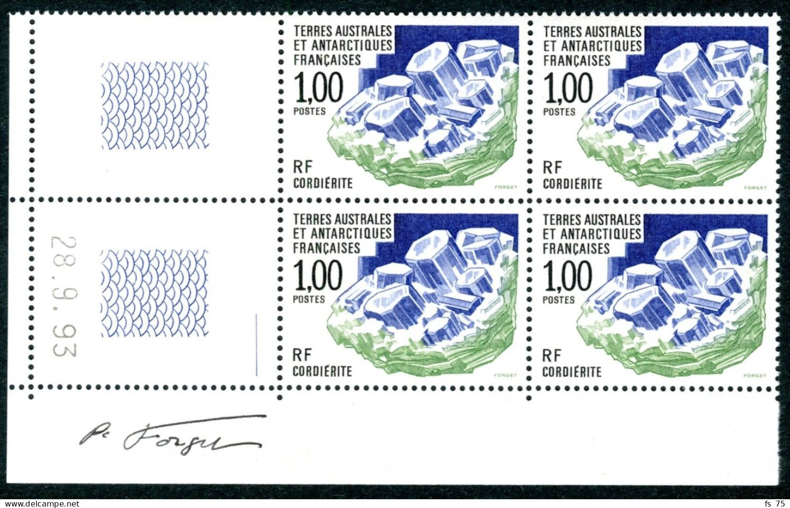 TAAF - N°168  - MARION DUFRESNE  - BLOC DE 4 - COIN DATE - SIGNE P. BEQUET - Unused Stamps