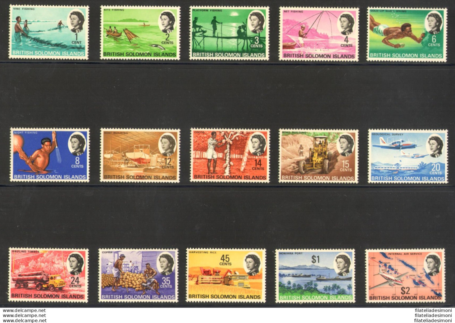 1968 British Solomon Islands - Stanley Gibbons N. 166/180 - Elisabetta II E Vedute - 15 Valori - MNH** - Altri & Non Classificati