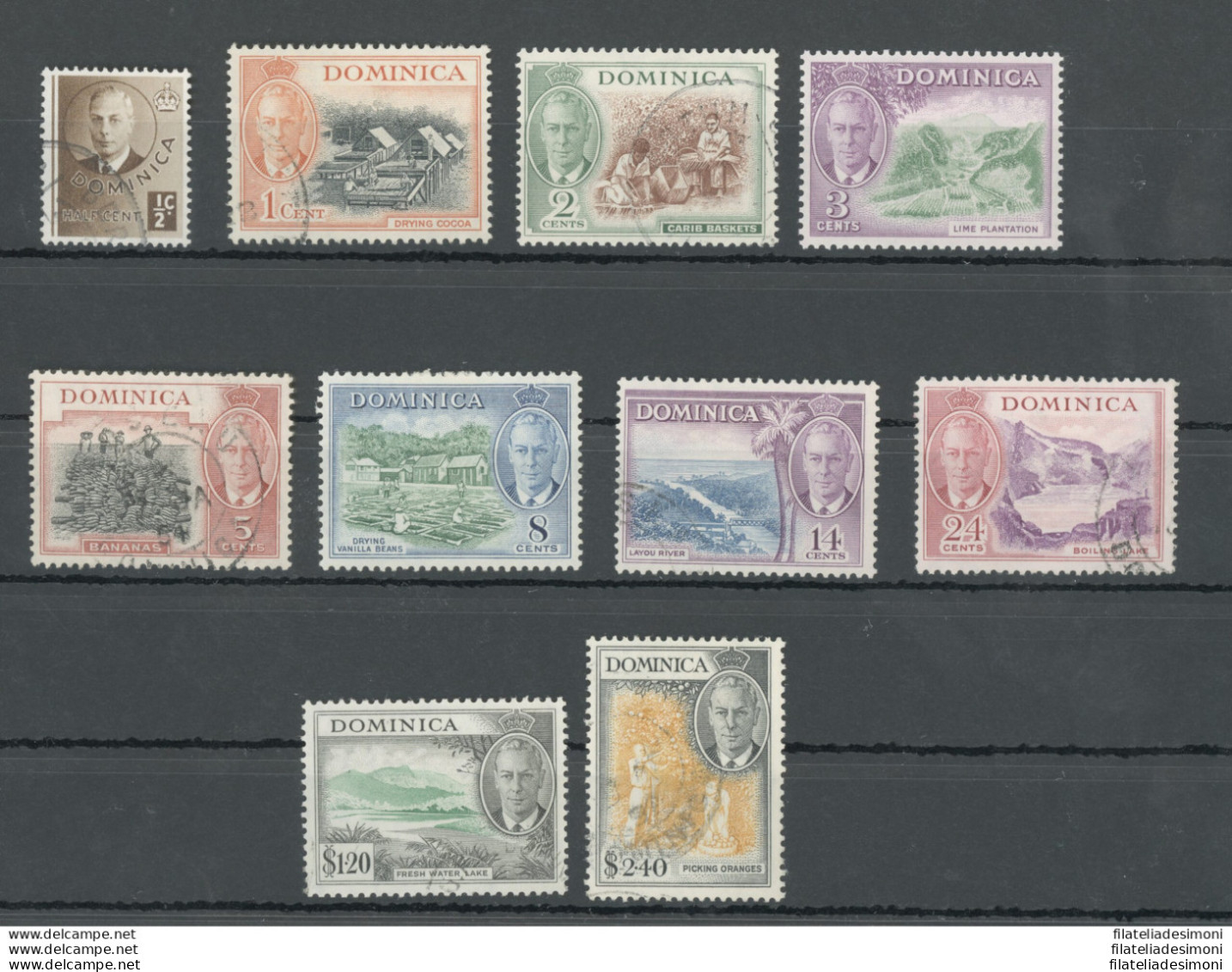 1951 DOMINICA - Stanley Gibbons N. 120/34 - Giorgio VI - Laghi Piantagioni Territori - Serie Non Completa - 10 Valori - - Other & Unclassified