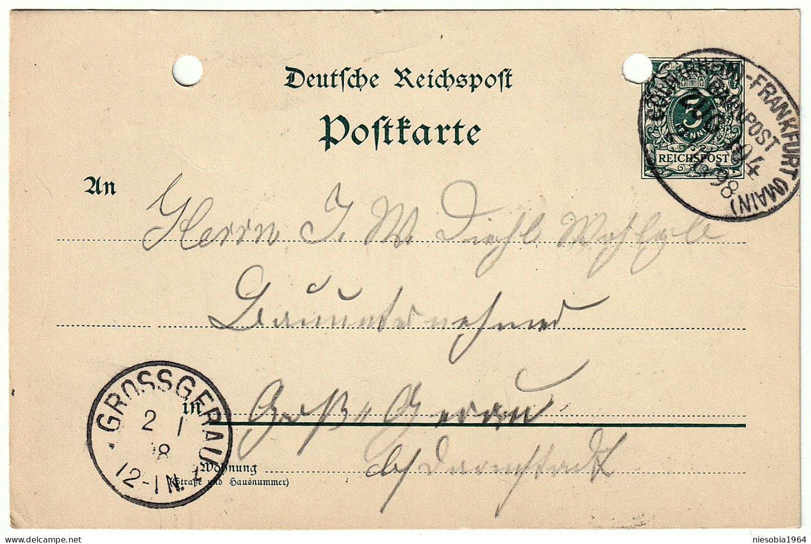 21.08.1898 Bahnpost Zug 104 Köln (Rhein) - Frankfurt (Main) Belle-Époque Imperial Germany 5 Pfennig Postcard - Cartoline