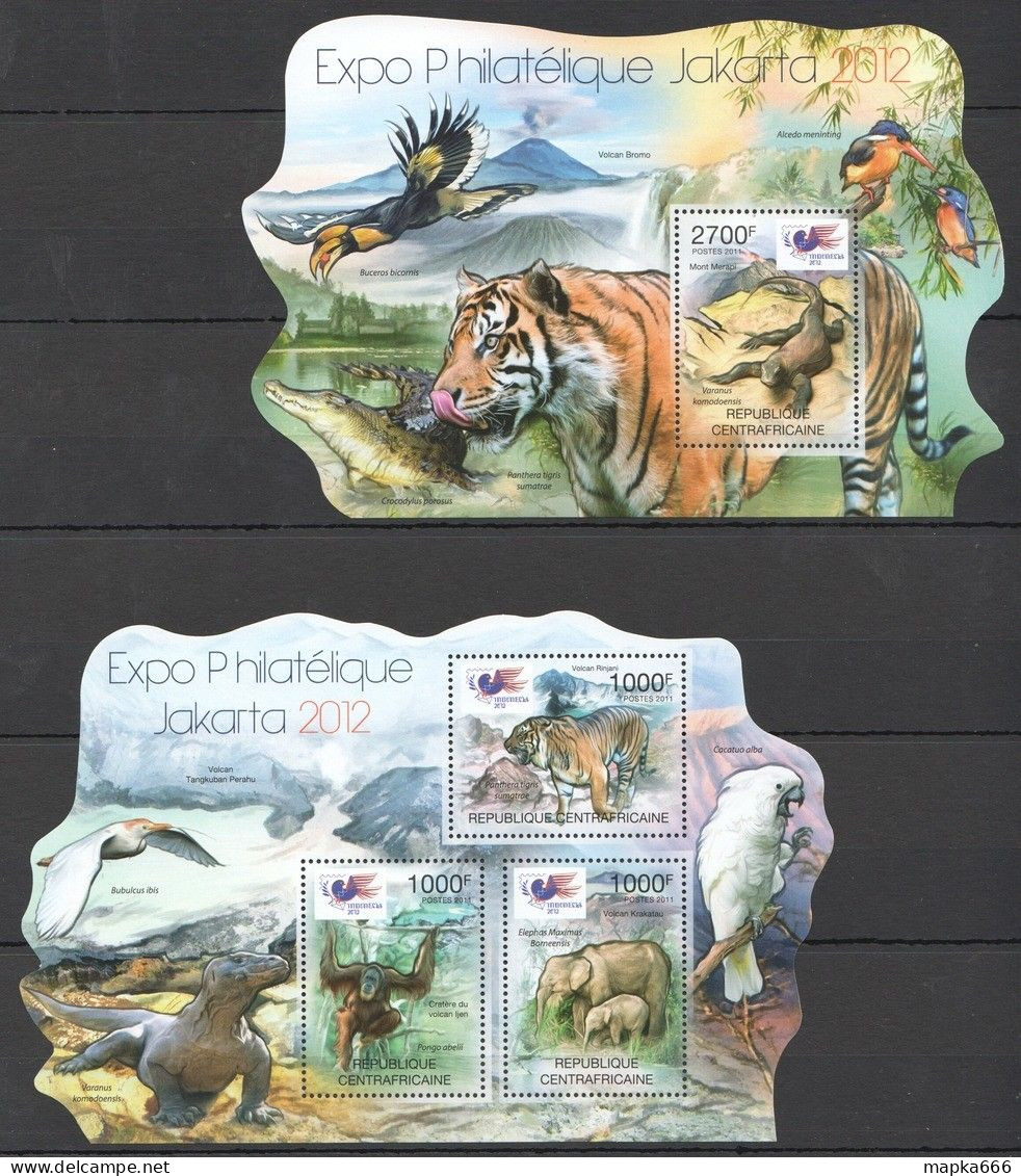 Ca1049 2011 Central Africa Fauna Wild Animals Expo Jakarta 2012 Kb+Bl Mnh - Other & Unclassified