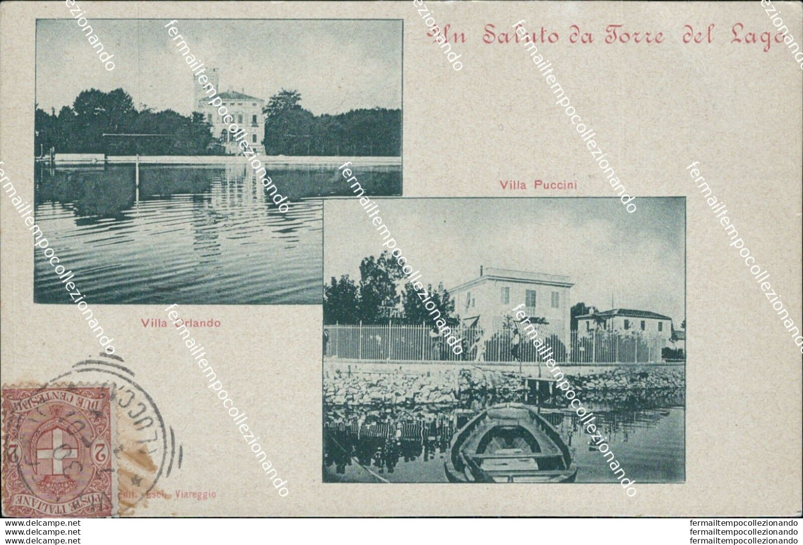 As657 Cartolina Un Saluto Da Torre Del Lago 1901 Provincia Di Lucca - Lucca