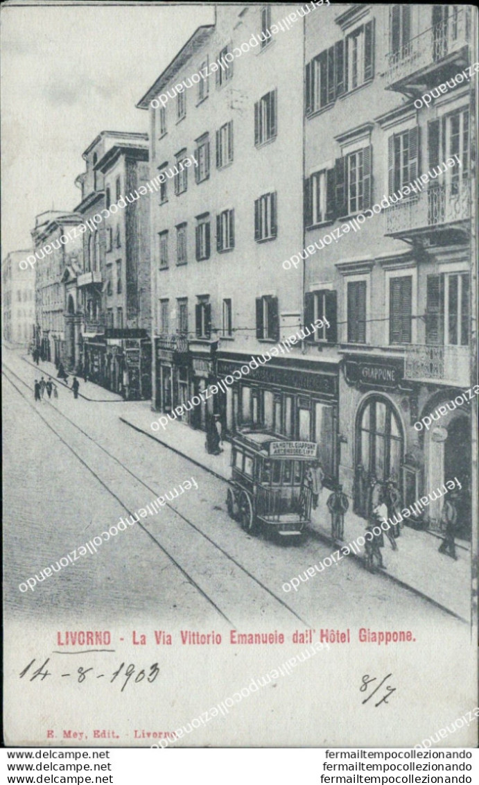 Bc12 Cartolina Livorno Citta' La Via Vittorio Emanuele Dall'hotel Giappone 1903 - Lucca