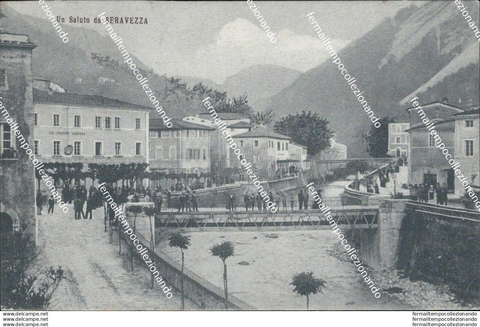 Bc10 Cartolina Un Saluto Da Seravezza Lucca Toscana 1907 Bella!! - Lucca