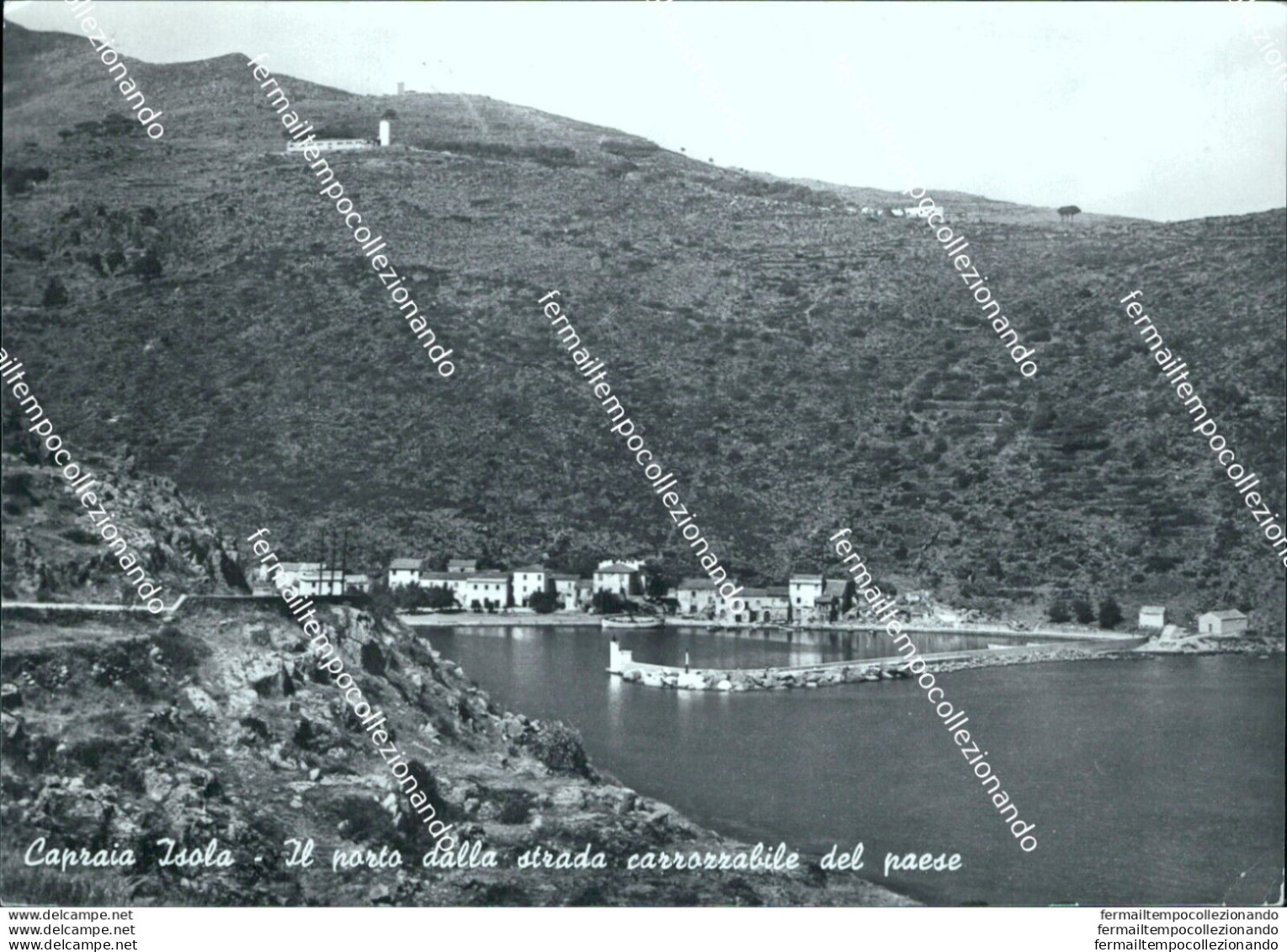 Bf586 Cartolina Capraia Isola Il Porto Dalla Strada Carrozzabile Del Paese - Livorno