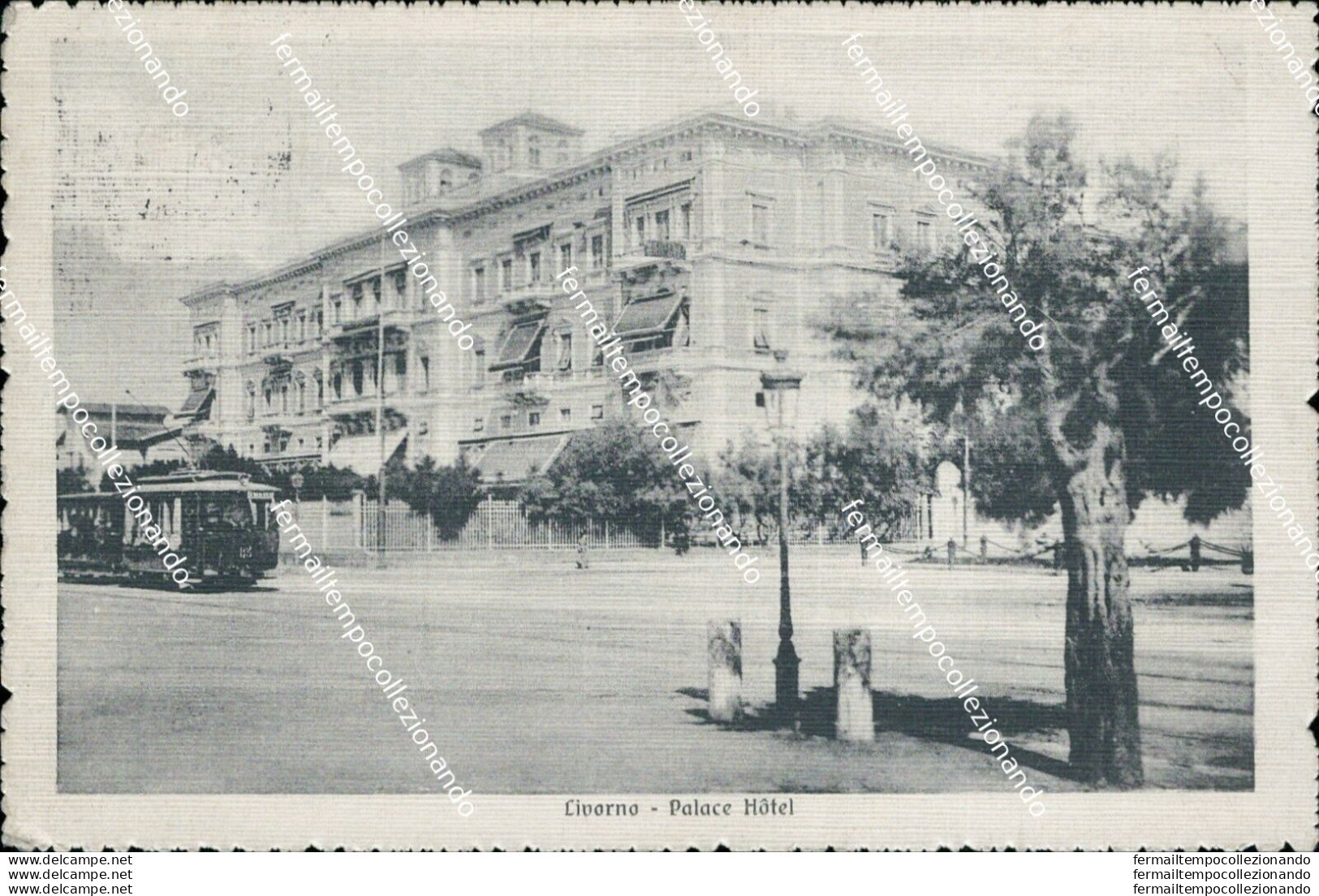 Bf417 Cartolina Livorno Citta' Palace Hotel Tram 1913 - Livorno