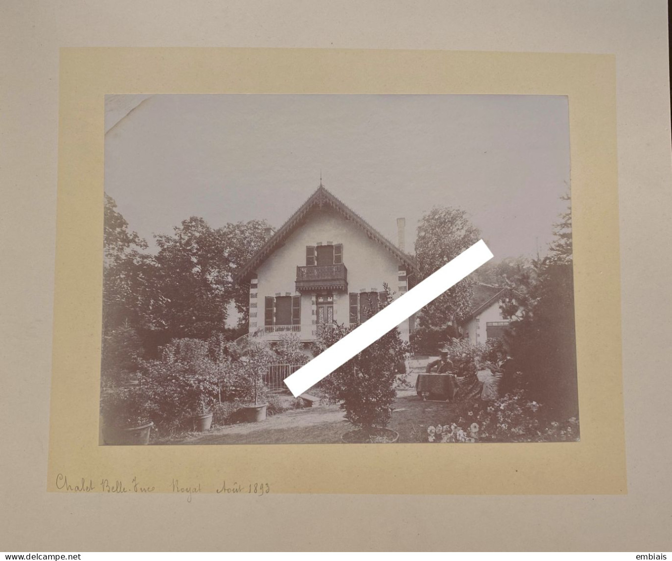 63 ROYAT - Grande Photo Originale Du Chalet "Belle Ynce" Août 1893 - Côté Jardin Et Ses Propriétaires -Très Beau Cliché - Orte