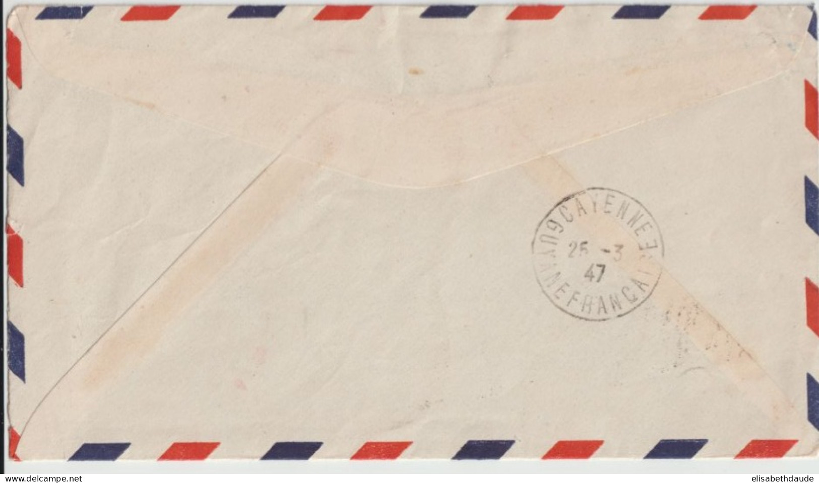 GUYANE - 1947 - ENVELOPPE AVION De SINNAMARY (RARE) ! => SAINT MANDE - Covers & Documents