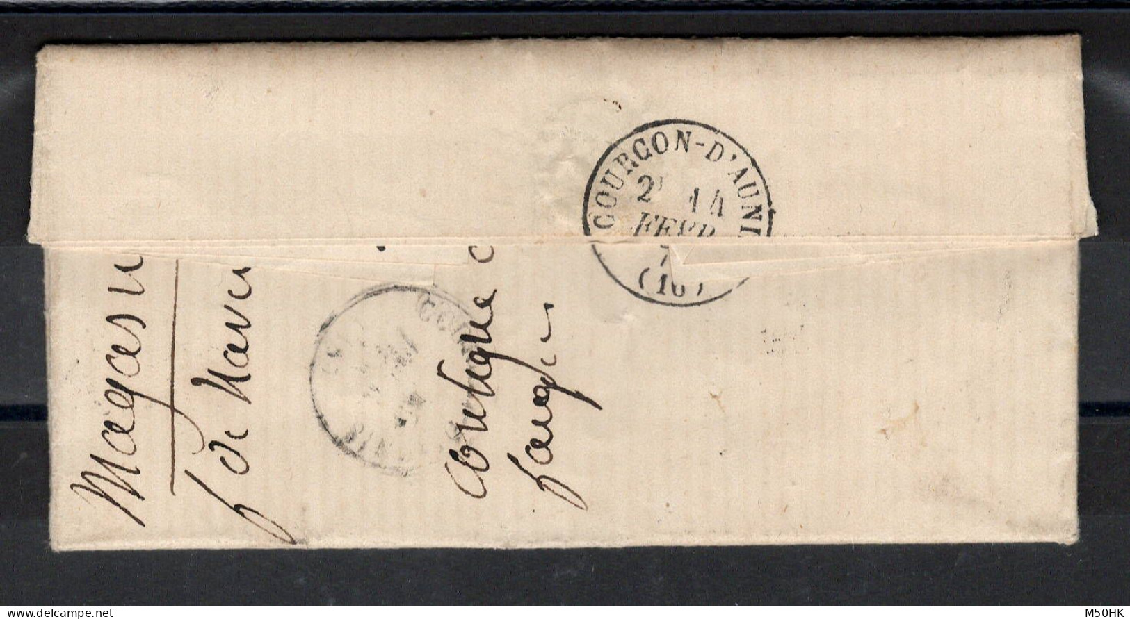 GC 4990 De St Jean De Liversay + Cachet Perlé Sur Lettre Avec YV 59 De 1873 , Gros Indice - 1849-1876: Klassieke Periode