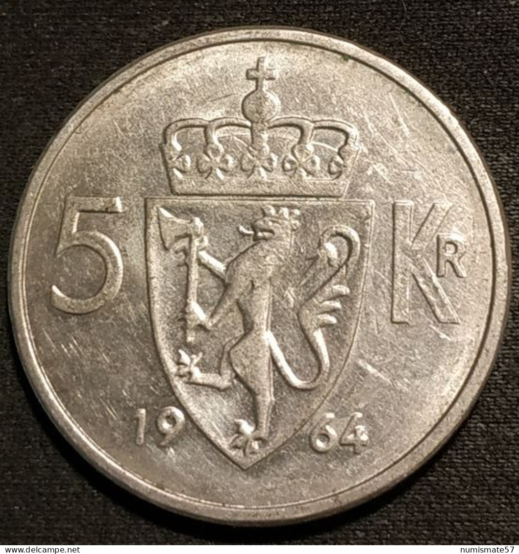 NORVEGE - NORWAY - 5 KRONER 1964 - Olav V - Type 1 - KM 412 - Norvège