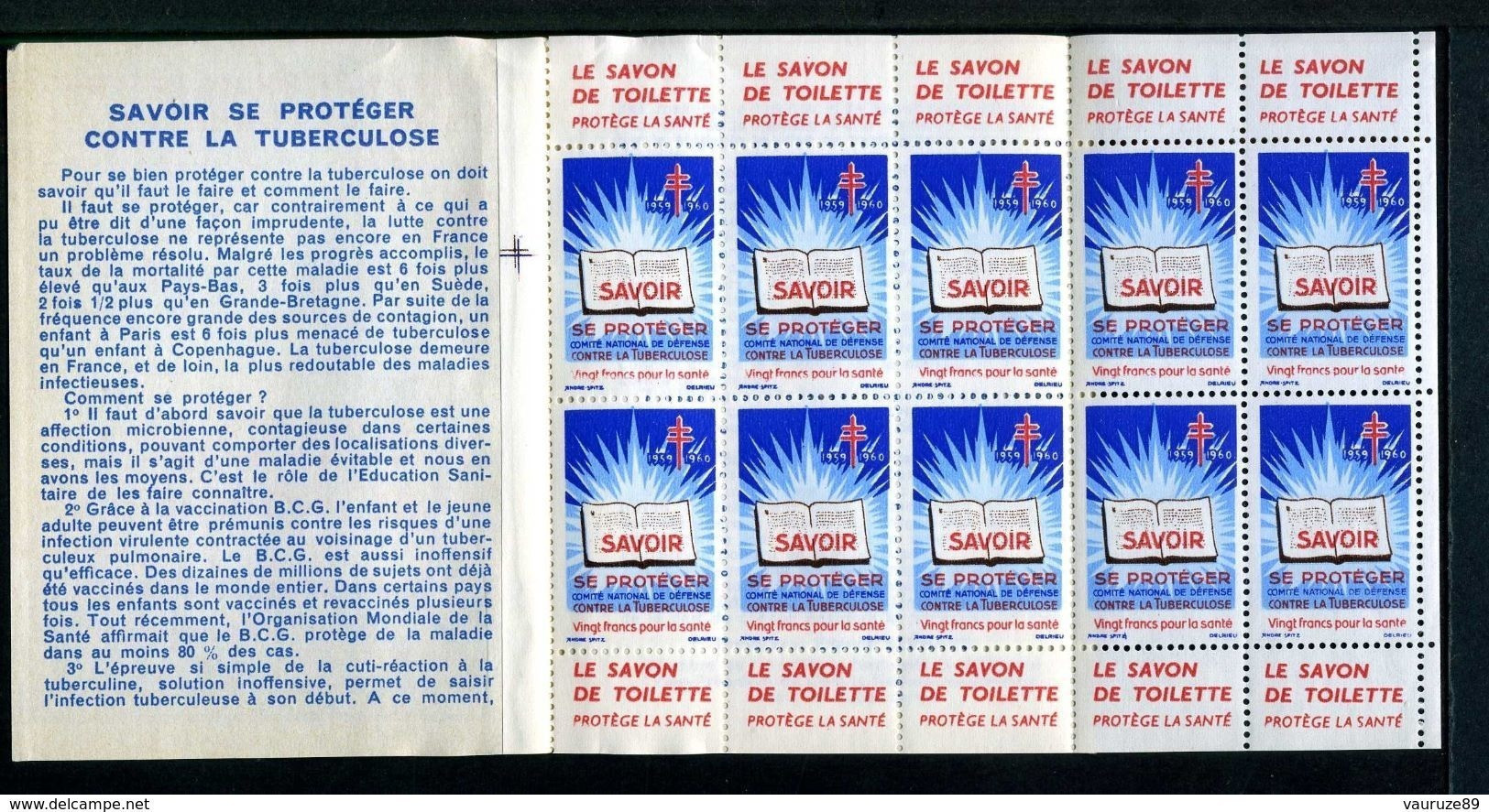 Carnet De 1959  - Tuberculose - Antituberculeux - PUB SAVON - Nestlé Vache étable - Antituberculeux