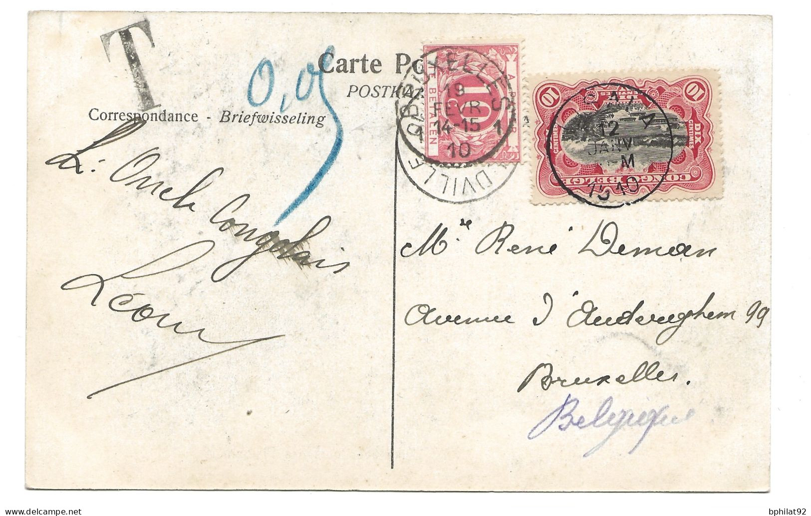 !!! CONGO, CPA DE 1910, DÉPART DE LISALA POUR BRUXELLES (BELGIQUE), CHF DIKA ET PISTONNIERS - Covers & Documents