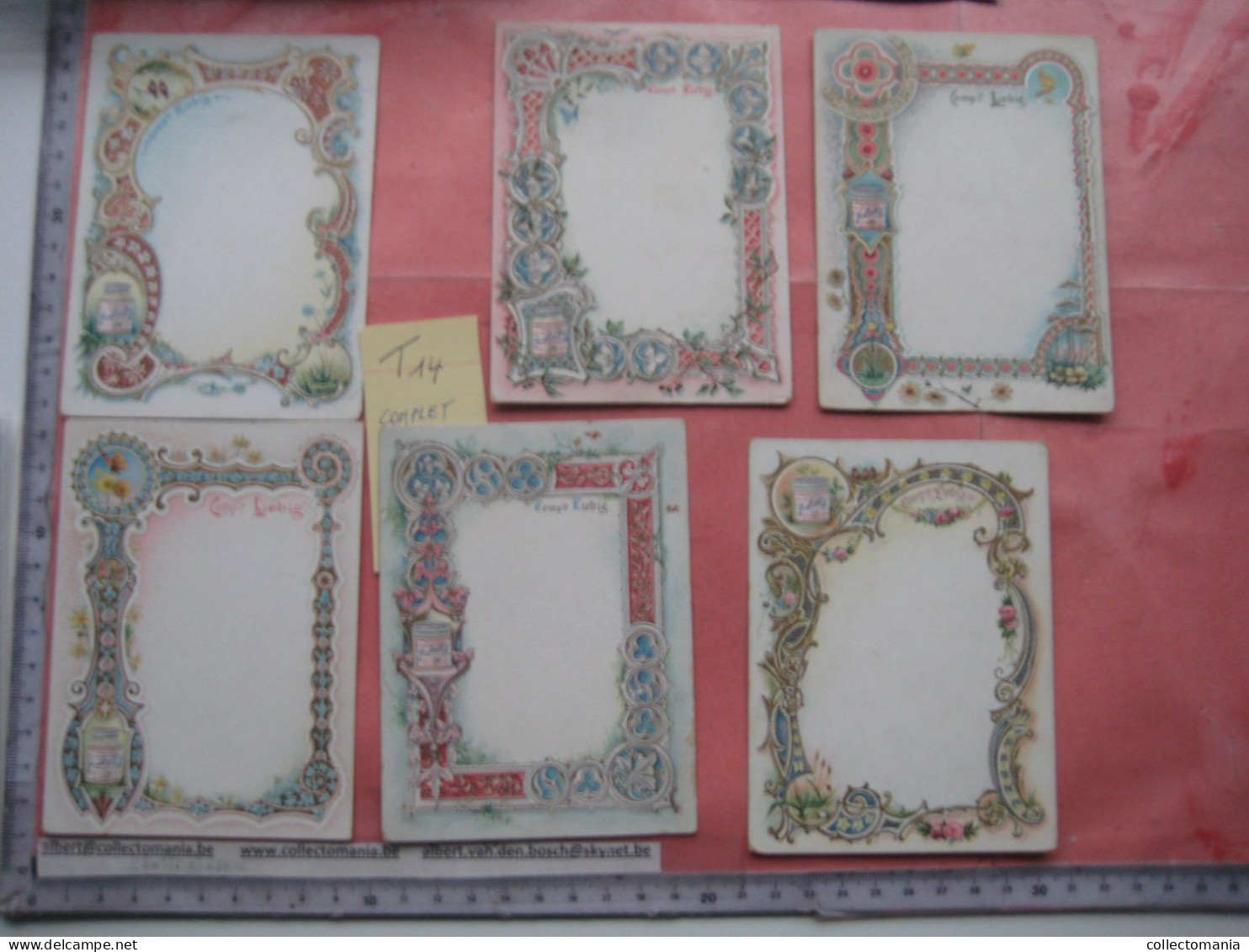 6 Cartes Chromos, 1896, Liebig Compagnie Complete Set  Tischkarten, Cartes De Table Nr 14 - Ornate Framework - Liebig