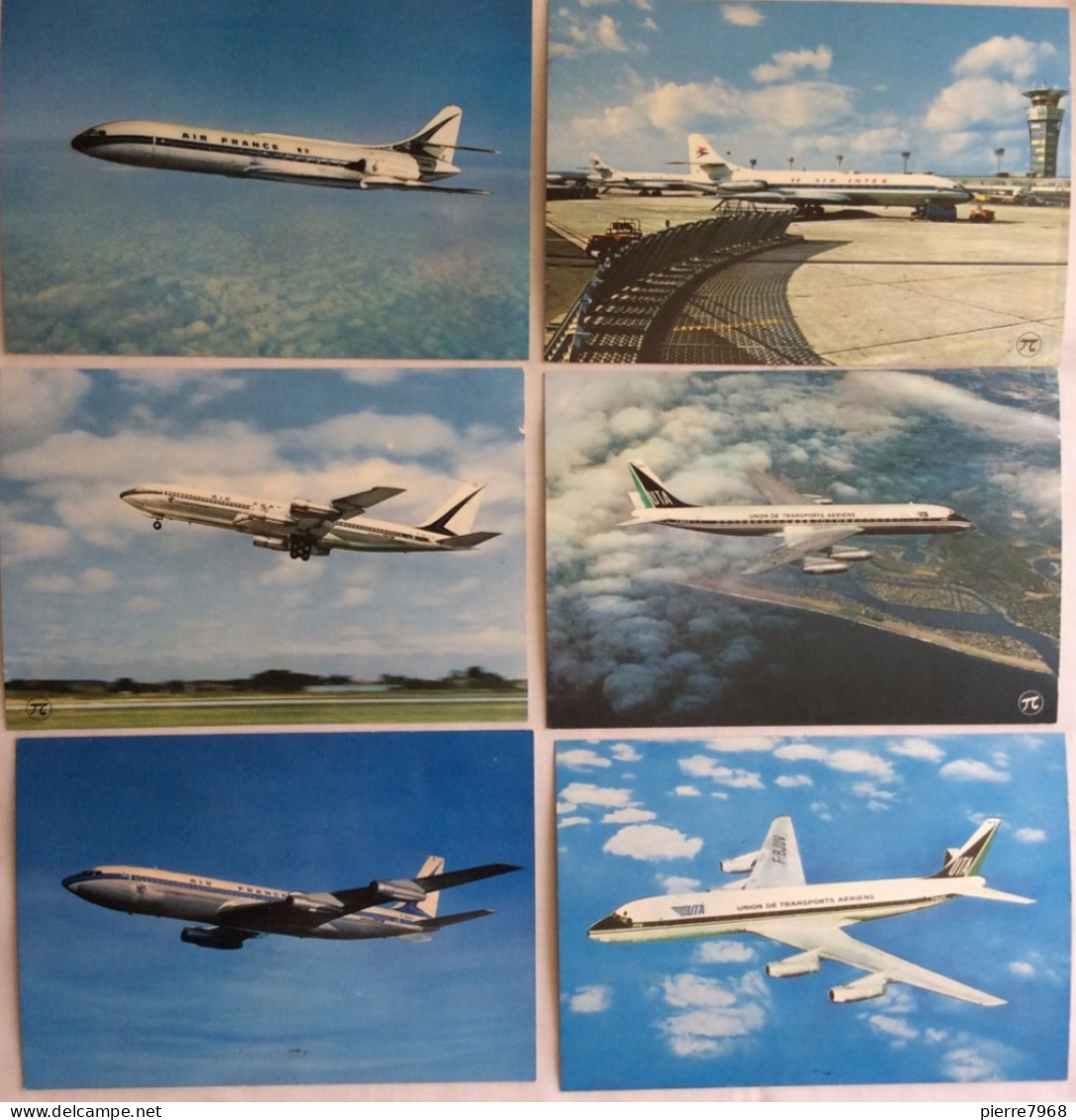 6 Cartes Postales D'avions : Air France, UTA, Air Inter - Editions P.I. - 1946-....: Moderne