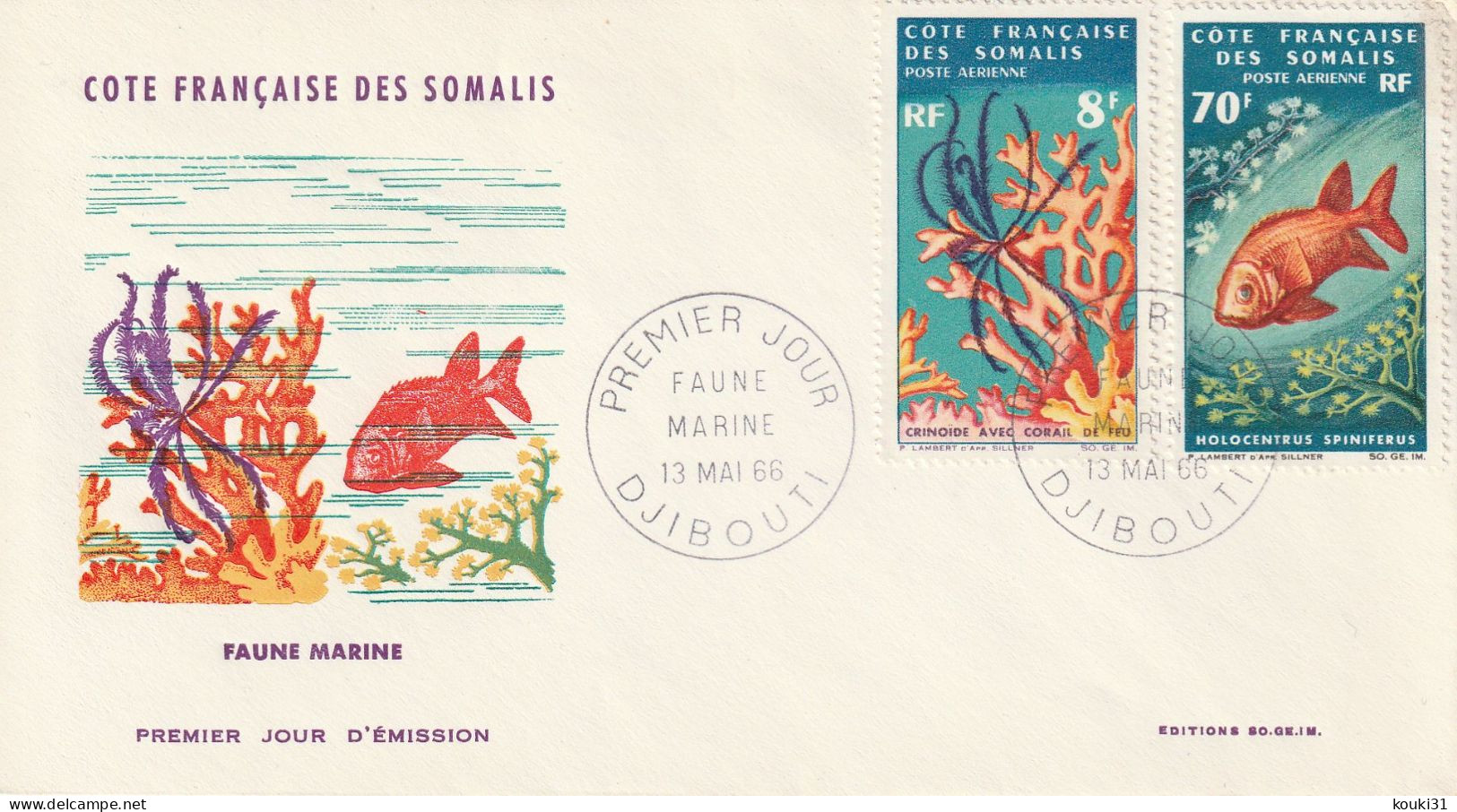 Côte Des Somalis YT PA 49 Et 53 FDC : Faune Marine - 1966 - Fische