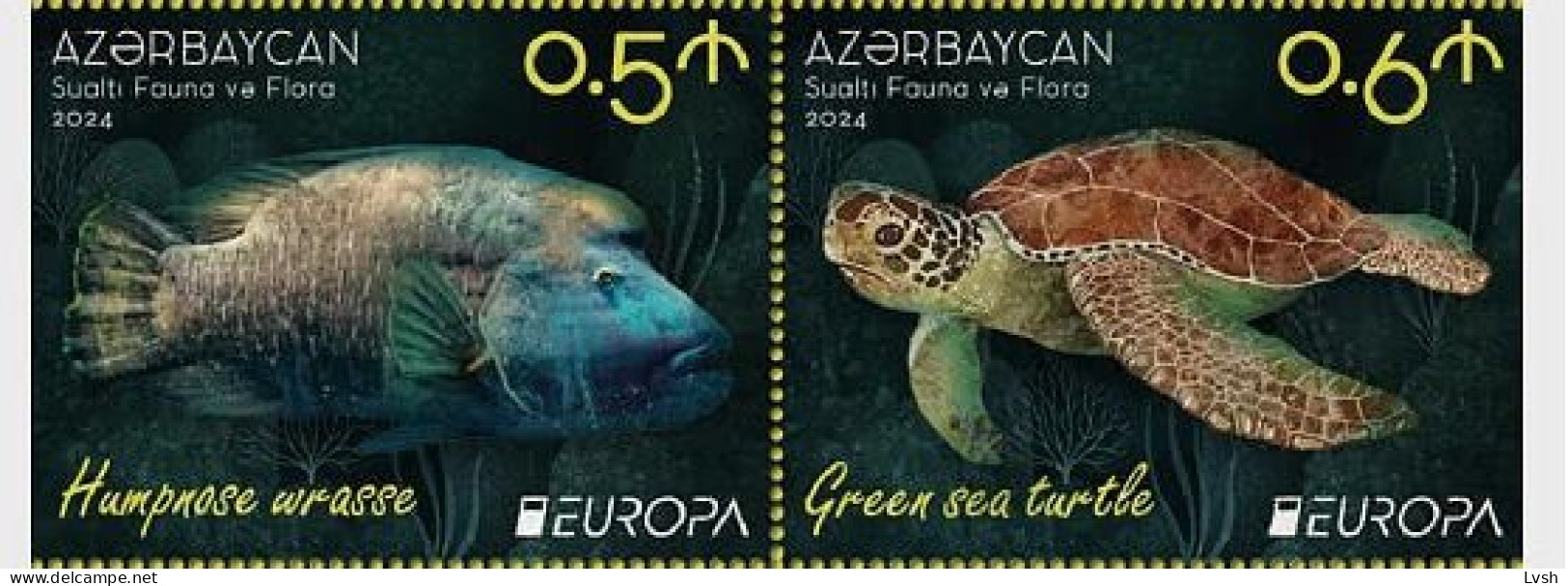 Azerbaijan.2024.Europa CEPT.Underwater Fauna And Flora.2 V. From Booklet **./1/. - 2024