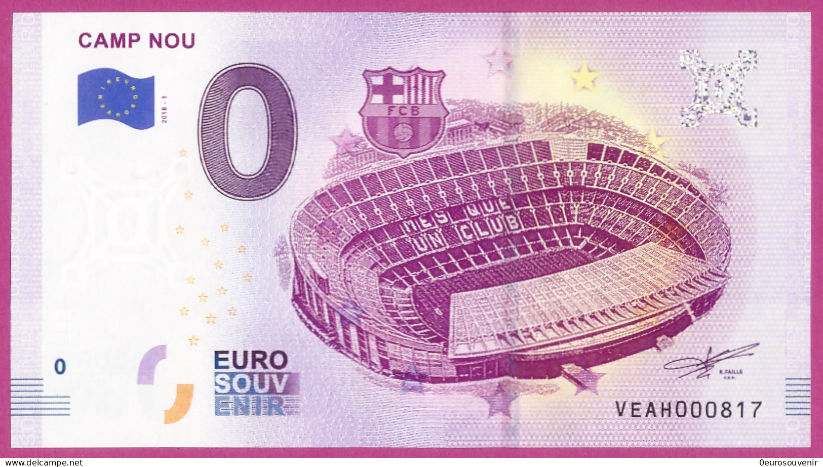 0-Euro VEAH 01 2018 CAMP NOU - FC BARCELONA BILLETE SOUVENIR - Privatentwürfe