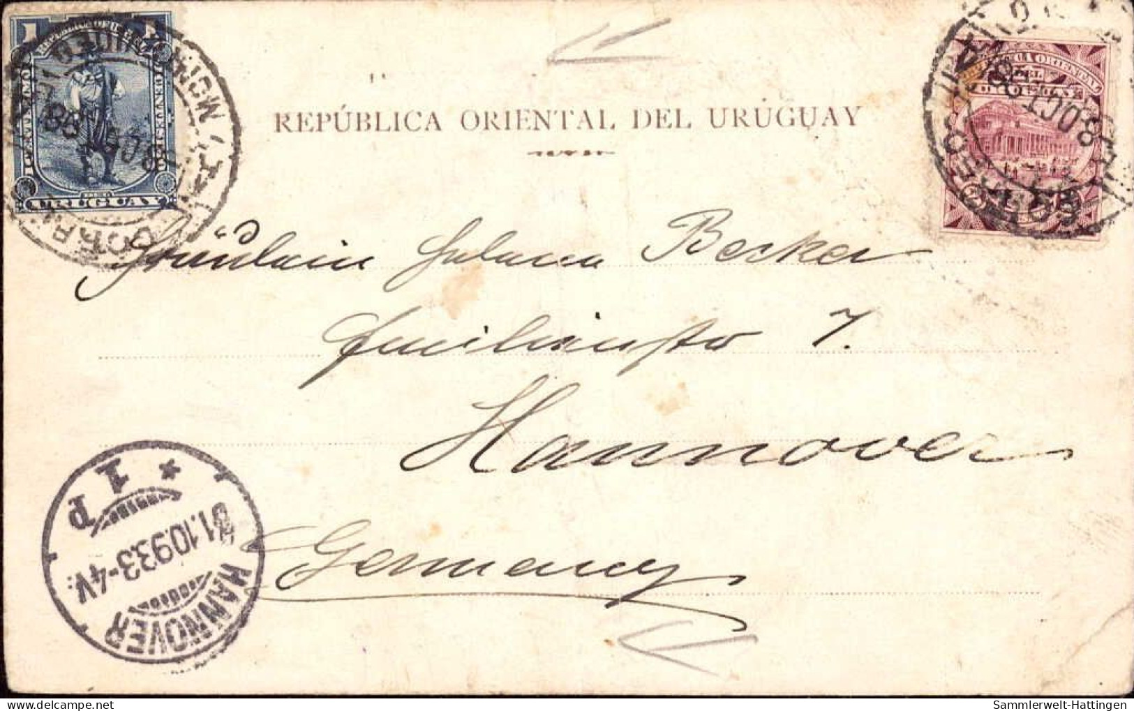 604261 | Ortsansicht 1898, Seltene Litho Recuerdo De  Montevideo, Erh 3, Knick  | -, -, - - Uruguay