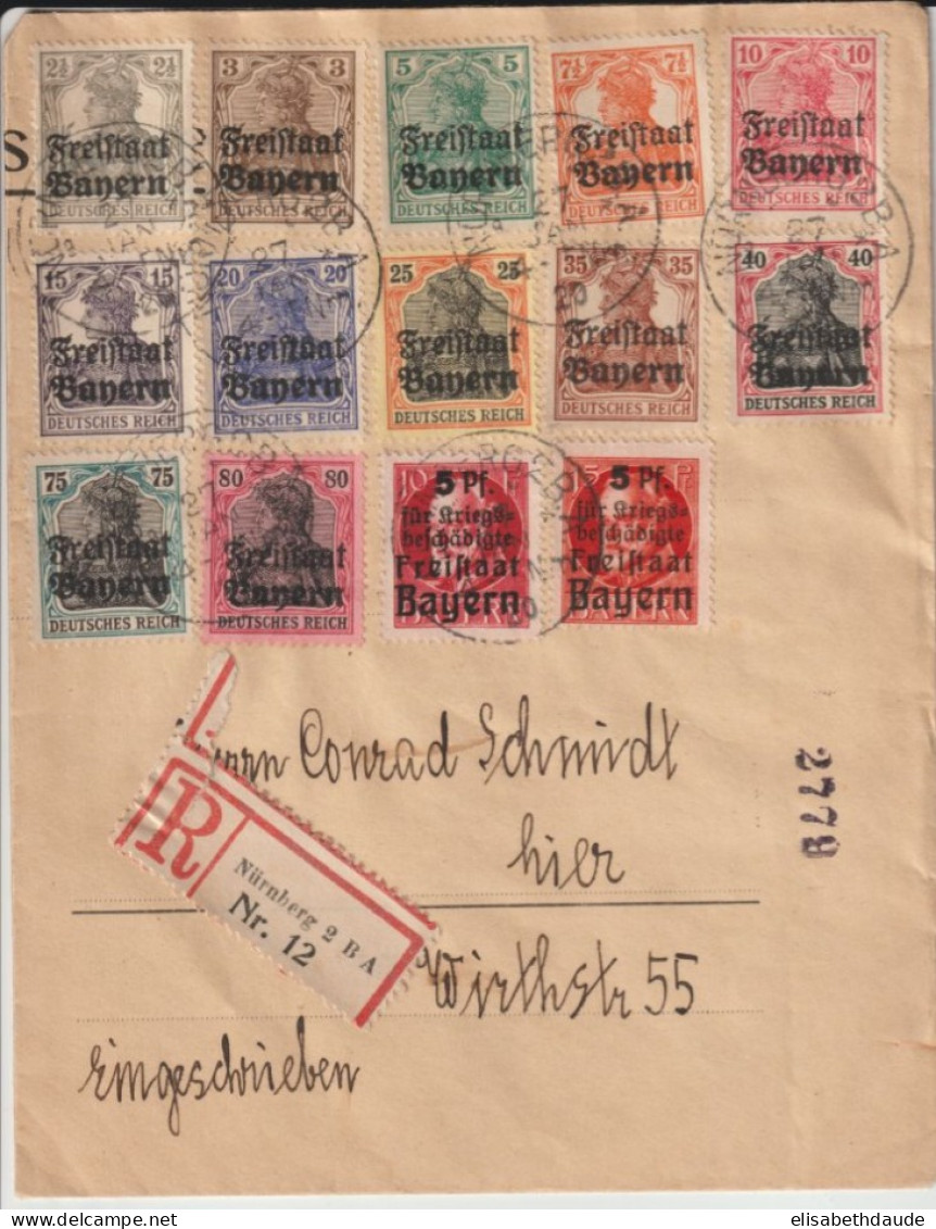 1920 - BAYERN - ENVELOPPE RECOMMANDEE De NÜRNBERG 2 B.A - Briefe U. Dokumente