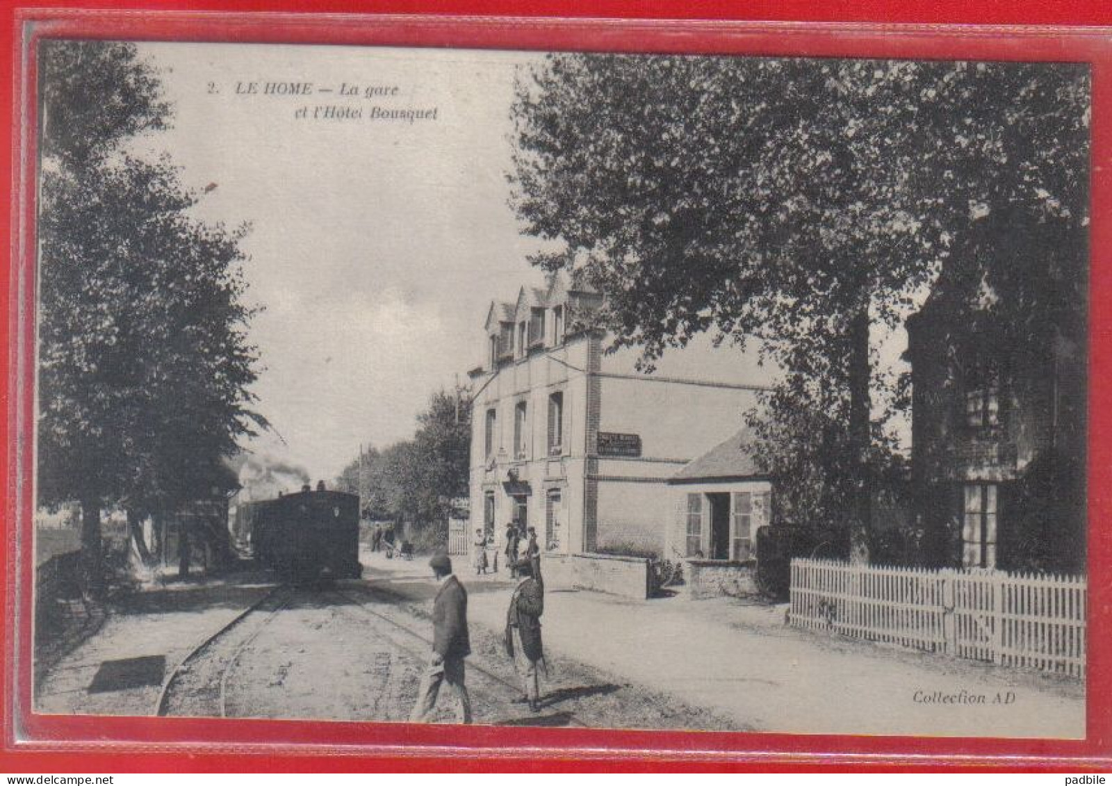 Carte Postale 14. Le Home   La Gare  Train Vapeur Et L'hôtel Bousquet  Très Beau Plan - Otros & Sin Clasificación